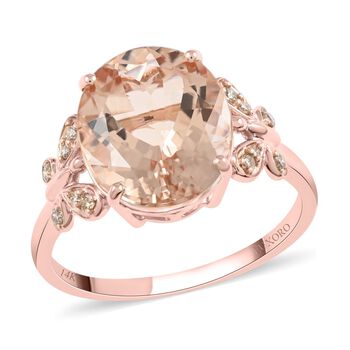 LUXORO AAA Marropino Morganit und Diamant Ring in 585 Ros&eacute;gold - 4,40 ct.