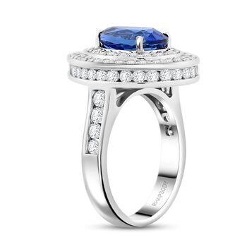 Chairman's Vault Collection - zertifiziert und gepr&uuml;ft RHAPSODY AAAA Ceylonfarbener Saphir und VS-EF Diamant Ring in 950 Platin - 6,05 ct.