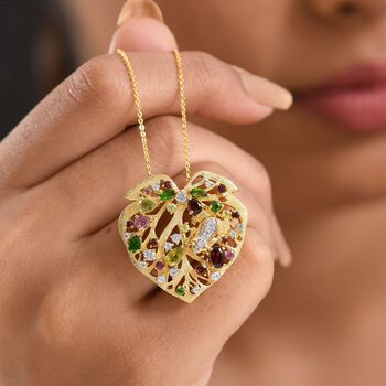 GP Amore x Trionfo Kollektion- Mosambik Granat, Peridot und Multi-Edelstein Anh&auml;nger mit 50cm Kette - 2,82 ct.