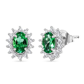 LUXURIANT AAA Labor kolumbianische Smaragd und Moissanit Ohrringe - 1 ct.