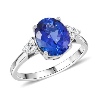 LUXORO AGI zertifiziert und gepr&uuml;ft AAAA Tansanit und Diamant Schmuckset in 585 Wei&szlig;gold