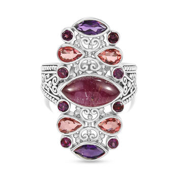 Sajen Silber-Quarz Dublett Himmlischer Rubin, Regenbogen mystischen Quarz Ring 925 Silber rhodiniert (Gr&ouml;&szlig;e 19.00) ca. 4.70 ct