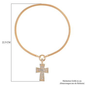 Kreuz Wei&szlig;e Kristall Halskette, ca. 50 cm