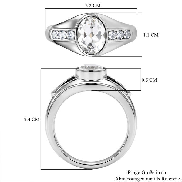 EVER TRUE Wei&szlig;er Topas, Wei&szlig;er Zirkonia Ring 316L Edelstahl (Gr&ouml;&szlig;e 18.00) image number 7
