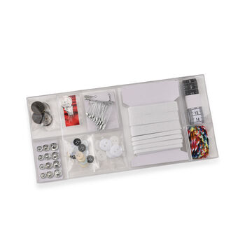 LIVMORE N&auml;hzubeh&ouml;r Set, 93 Teile, transparente Aufbewahrungsbox, 26,5x15x4,8cm
