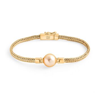 D'Joy Royal Bali - AAA goldenes S&uuml;dseeperle und Labor Diamant Tulang Naga-Armband