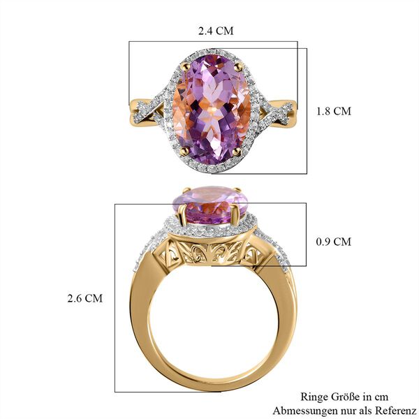 Rose De France Amethyst und wei&szlig;er Zirkon-Ring, 925 Silber vergoldet  ca. 5,51 ct image number 7