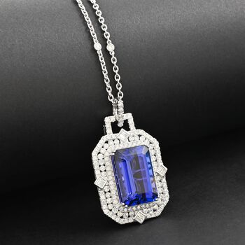 Chairman's Vault Collection - zertifiziert und gepr&uuml;ft RHAPSODY AAAA Tansanit und VS-EF Diamant 45cm Halskette in 950 Platin - 20,05 ct.