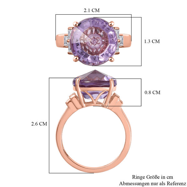 Zeitlose Art Kollektion - AA Rose De France Amethyst, Wei&szlig;er Zirkon Ring 925 Silber 750 ros&eacute;vergoldet (Gr&ouml;&szlig;e 18.00) ca. 6.58 ct image number 7