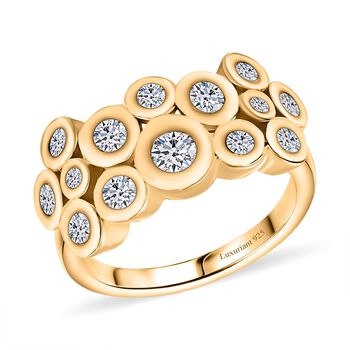 LUXURIANT SI Labor Diamant Ring, 925 Silber 750 Gelbgold Vermeil - 1 ct.