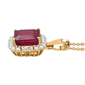 D'Joy afrikanischer Rubin, wei&szlig;er Topas und Zirkon Anh&auml;nger mit 50cm Kette - 7,92 ct.