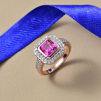 LUXURIANT AAA Labor Rosa Saphir und Labor Diamant Ring - 2,69 ct.