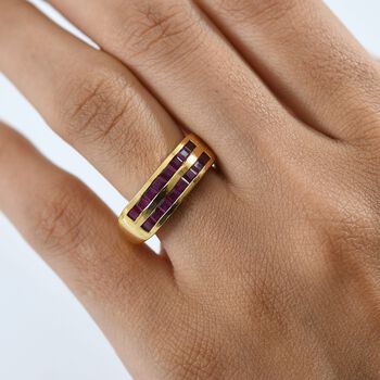 AA Rubin Ring, 925 Silber 750 Gelbgold Vermeil - 2 ct.