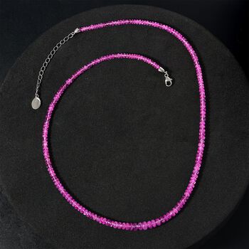 RHAPSODY zertifiziert und gepr&uuml;ft AAAA rosa Saphir Halskette in 950 Platin, 45cm - 69 ct.