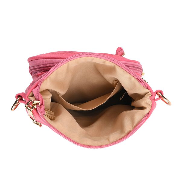 Maxikleid aus Viskose-Crepe mit Lurex Ombre-Schal mit Quasten aus Poly-Seide-Modal und Crossbody Tasche Rosa image number 16