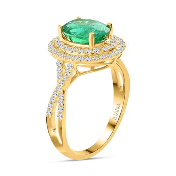 LUXORO AAA Kagem Sambischer Smaragd, Wei&szlig;er Diamant Ring 585 Gold (Gr&ouml;&szlig;e 20.00) ca. 2,30 ct
