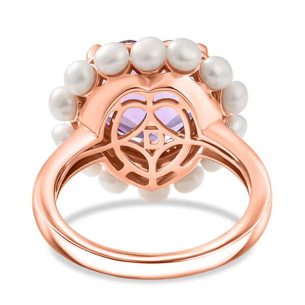 D'Joy AAA Rose De France Amethyst und S&uuml;&szlig;wasser Perle Ring image number 6