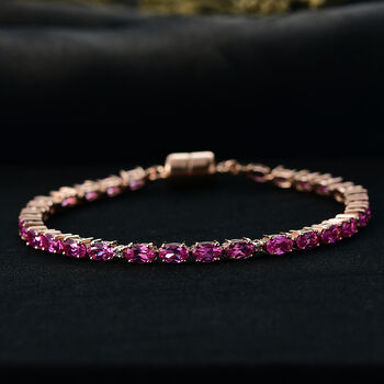 LUXURIANT AAA Labor Rosa Saphir und Labor Diamant 18cm Armband - 9,19 ct.