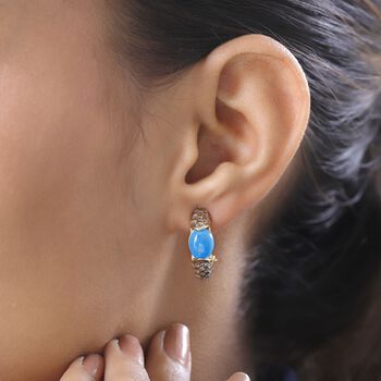 AA Sleeping Beauty T&uuml;rkis und Zirkon Ohrringe - 4,09 ct.