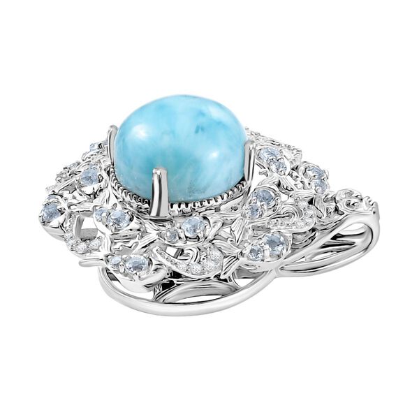 Larimar, himmelblauer Topas und Zirkon Anh&auml;nger - 8,91 ct. image number 3