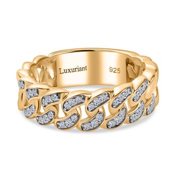LUXURIANT SI-GH Labor Diamant Ring, 925 Silber 750 Gelbgold Vermeil - 0,25 ct.