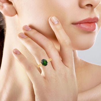 Zertifiziert und gepr&uuml;ft AAA Nat&uuml;rlicher Chromdiopsid Ring in 417 Gold - 2,65 ct.