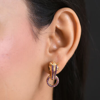GP Trionfo Kollektion- Rhodolith Granat, schwarze Spinell und blaue Saphir Ohrringe - 1,39 ct.