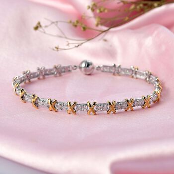 LUXURIANT SGL zertifiziertes SI-GH Labor Diamant 19cm zweifarbiges Armband - 3 ct.