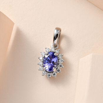 AA Tansanit und Moissanit Anh&auml;nger in 375 Wei&szlig;gold - 0,95 ct.
