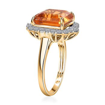 LUXURIANT AAA Madeira Citrin und Labor Diamant Ring in 417 Gelbgold - 5,31 ct.