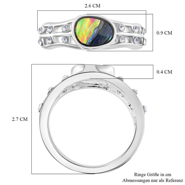 J Francis gefertigt mit SWAROVSKI- Abalone Muschel und wei&szlig;er Kristall Ring und Ohrringe image number 14