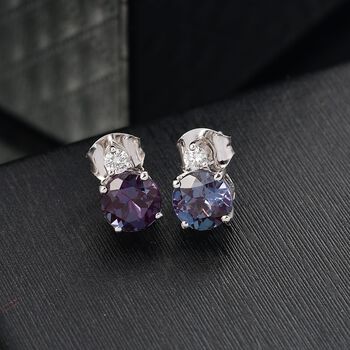 AAA Lab Grown Alexandrit, Lab Grown Diamant Ohrringe 417 Gold ca. 3.15 ct