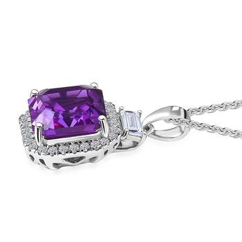AAA Lab Grown Lila Saphir, Lab Grown Diamant Schmuckset ca. 45 cm 417 Gold, 417 Gold Wei&szlig;gold Vergoldet ca. 6.03 ct