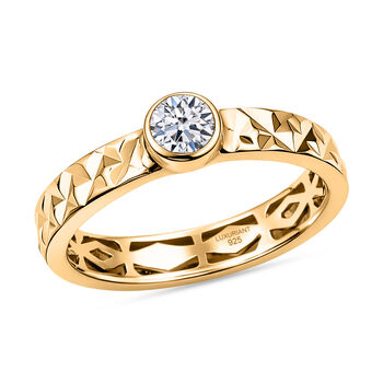 LUXURIANT SI-GH Labor Diamant Ring, 925 Silber 750 Gelbgold Vermeil - 0,25 ct.