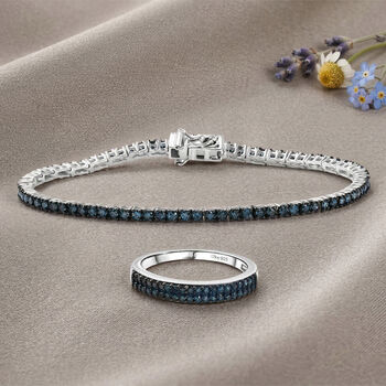 Blauer Diamant Ring und 19cm Armband