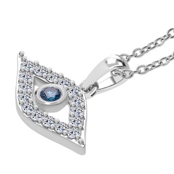LUXURIANT SI Labor blauer Diamant und SI-GH wei&szlig;er Labor Diamant Anh&auml;nger mit 50cm Kette - 0,50 ct.