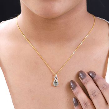 AAA Turkizit und wei&szlig;er Zirkon-Anh&auml;nger mit Kette, 50 cm - 1,27 ct.