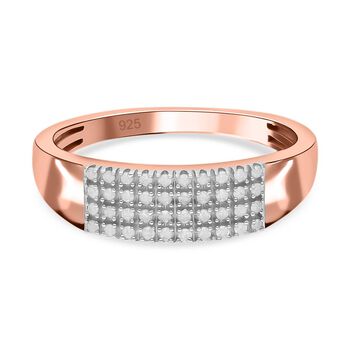 Diamant Ring, 925 Silber Ros&eacute;gold Vermeil - 0,20 ct.