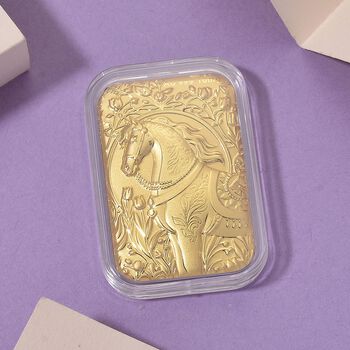 999er Goldfolie mit Pferd-Motiv, 10mg, 3,1x4,5cm