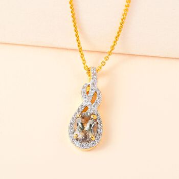 AAA Turkizit und wei&szlig;er Zirkon-Anh&auml;nger mit Kette, 50 cm - 1,27 ct.
