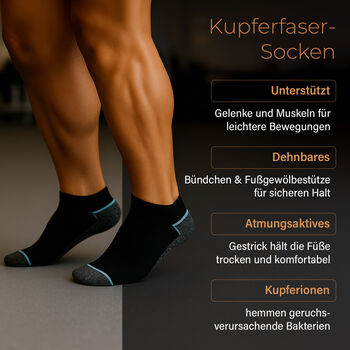 4er-Set Kupferfaser-Kompressions-Socken, 36-40, schwarz-grau
