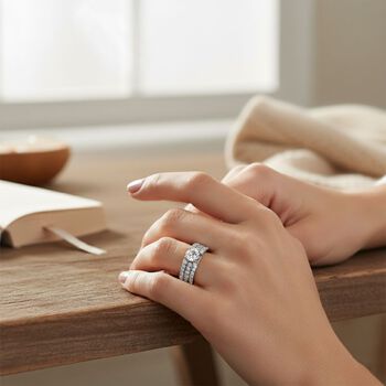 LUXURIANT SGL zertifizierter SI-GH Labor Diamant Ring, 925 Silber rhodiniert - 1 ct.