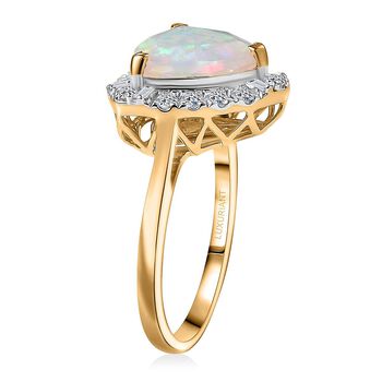 LUXURIANT AGI zertifiziert und gepr&uuml;ft AAA &auml;thiopischer Welo Opal und Labor Diamant Ring in 417 Gelbgold - 2,53 ct.