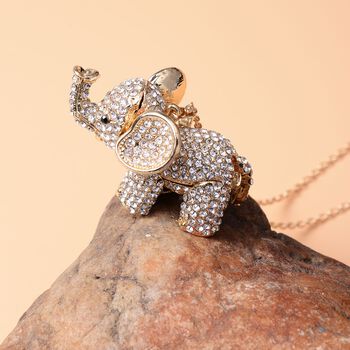Kristall Elefant-Anh&auml;nger mit 60cm Kette in Goldton