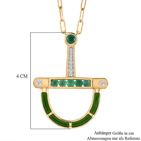 D'Joy AAA Kagem Sambischer Smaragd Halskette ca. 50 cm 925 Silber 750 Gelbgold vermeil ca. 0.59 ct image number 7