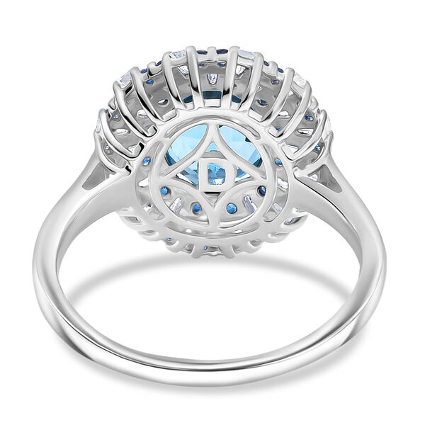 D'Joy London Blau Topas, Wei&szlig;er Zirkon Ring 925 Silber rhodiniert (Gr&ouml;&szlig;e 17.00) ca. 6,53 ct image number 6