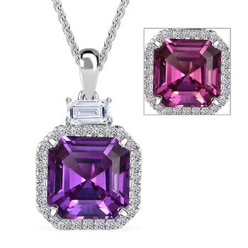 AAA Lab Grown Lila Saphir, Lab Grown Diamant Schmuckset ca. 45 cm 417 Gold, 417 Gold Wei&szlig;gold Vergoldet ca. 6.03 ct