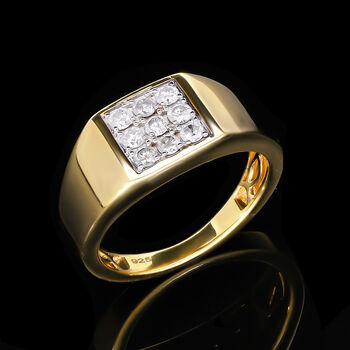 Wei&szlig;er Diamant Ring, 925 Silber Gelbgold Vermeil, (Gr&ouml;&szlig;e 19.00) ca. 0.50 ct
