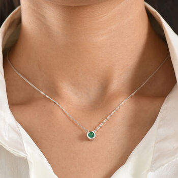 D'Joy AAA Kagem Sambischer Smaragd Schmuckset ca. 50 cm 925 Silber Rhodiniert ca. 0.43 ct