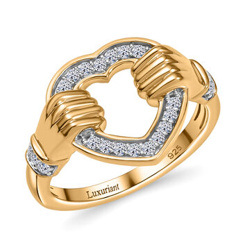 LUXURIANT SI Labor Diamant Ring, 925 Silber 750 Gelbgold Vermeil - 0,24 ct.